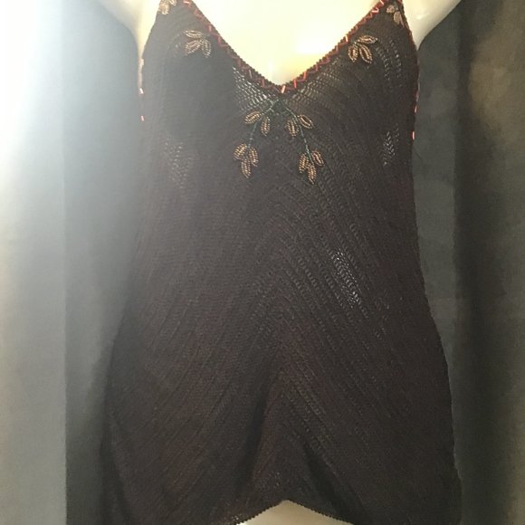 Tank with beading, brown (Small) - Picture 2 of 4